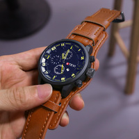Montre Homme Tendance Rétro de Luxe Classique d'Affaires à Quartz, Bracelet PU, Grand Cadran Tendance, Date, Montre-Bracelet pour Hommes