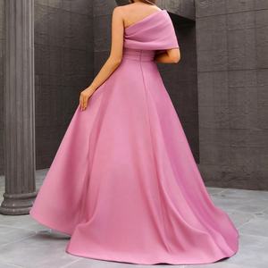 ชุดราตรีสีชมพูกุหลาบสำหรับผู้หญิงชุดราตรีออกงานแบบทางการมีสายประดับคริสตัลแวววาวความยาวระดับพื้นแยกด้านข้างสำหรับงานแต่งงาน - Product Image 2