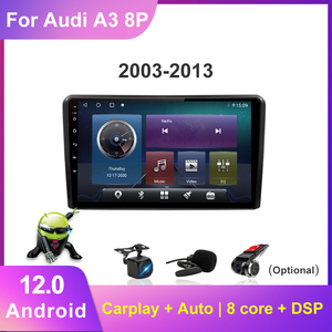 Lecteur multimédia de voiture 9 pouces Android 12 pour <span class=keywords><strong>audi</strong></span> <span class=keywords><strong>a3</strong></span> <span class=keywords><strong>8p</strong></span> radio 2003-2011 stéréo radio voiture GPS Navigation <span class=keywords><strong>carplay</strong></span> auto écran de voiture - Product Image 2