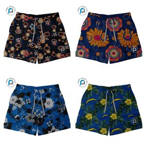 Pantalones cortos de malla de flora para entrenamiento deportivo con diseño de poliéster de verano, pantalones cortos florales tropicales personalizados, pantalones cortos de playa de secado rápido de 5 pulgadas para hombres - Product Image 5