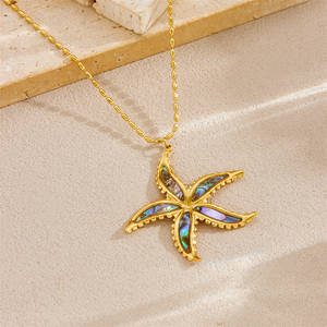 Colgante de concha de esmalte colorido bohemio, collar de playa para mujer, colgante de estrella de mar de acero inoxidable chapado en oro de 18 quilates, joyería de <span class=keywords><strong>verano</strong></span> - Product Image 5