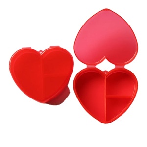 Wholesale Red Color Heart Shape Customized Pill Box Pill Organizer With 2 Compartments for Promotional Gift