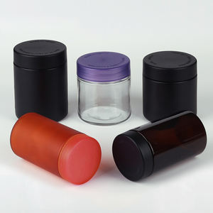 Riporto personalizzato di prodotti secchi con fiori di erbe sigillati 3.5g nero opaco 3 once a <span class=keywords><strong>bocca</strong></span> larga a prova di bambino contenitore in vetro - Product Image 1