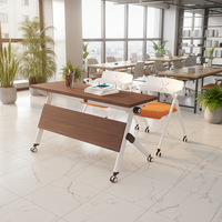 Bureau de formation pliable et mobile moderne, table d'ordinateur roulante, table de conférence pour salles de réunion et formation en entreprise