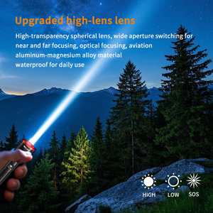 Fonjue 1200 lumen cao mạnh mẽ dài khoảng cách có thể sạc lại dẫn ngoài trời ngọn đuốc chiến thuật ánh sáng hợp kim nhôm đèn pin - Product Image 6