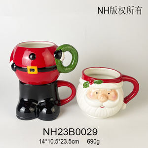 ชุดแก้วเซรามิกลายตุ๊กตาหิมะคริสต์มาสพร้อมหมวกผ้าพันคอสีแดงและของตกแต่งฮอลลี่ของขวัญวันหยุดสุดน่ารัก - Product Image 6