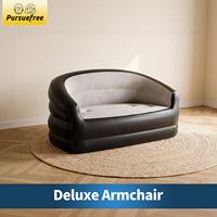 Pursuefree Deluxe Fauteuil Gonflable avec Pompe Intégrée, Canapé Gonflable Double Portable pour Camping Extérieur et Maison, Canapé Paresseux Automatique