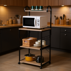 Artisasset Estante de Almacenamiento Metálico de 4 Niveles para Cocina con Soporte para Microondas, Porta Botellas de Vino, Estante para Repostería, Diseño Industrial, Independiente - Product Image 2