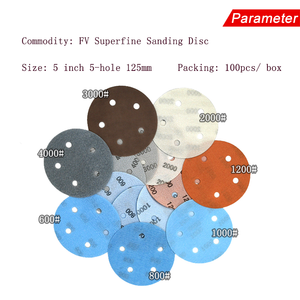 Papier abrasif super fin FV à 5 trous <span class=keywords><strong>de</strong></span> 5 pouces, papier abrasif imperméable pour le polissage et la finition du métal et du bois - Product Image 5