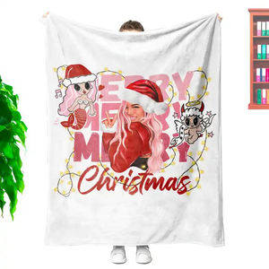 YINSHI nuevo diseño Navidad <span class=keywords><strong>Karol</strong></span> <span class=keywords><strong>G</strong></span> Bichota temporada sublimación franela polar viaje mantas de Navidad - Product Image 6