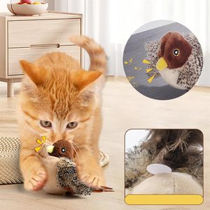 Nuevo juguete de pájaro de hierba gatera realista gorjeo de felpa recargable juego interactivo para interiores - Product Image 5