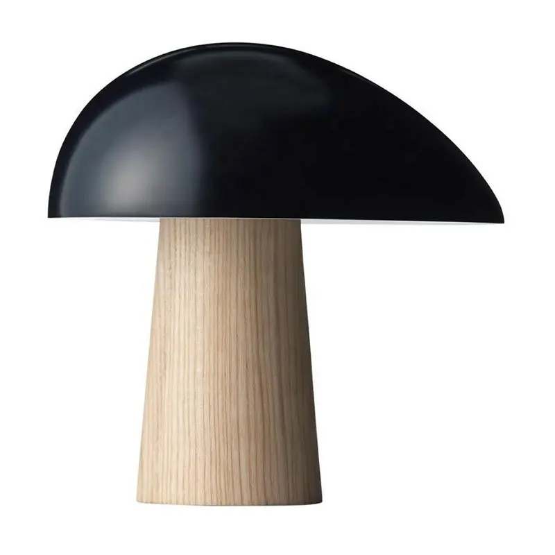 Wood Base Mushroom Shape Shade Art Table Lamp
