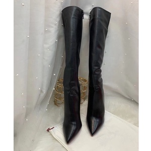 Wholesale 2023 New Design Western Pointed Toe Microfiber Leather High Heels Knee-High Winter Women's Long <b>Boots</b> - Product Image 1