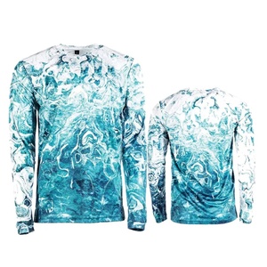 T-shirt de pêche personnalisé à manches longues, protection UV, camouflage, séchage rapide, bleu clair - Product Image 3