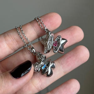 バレンタインデークリスマスギフト甘いハートネックレス珍しいことロングチェーンジュエリー女性用ゴスアクセサリーモダンアイテム - Product Image 5