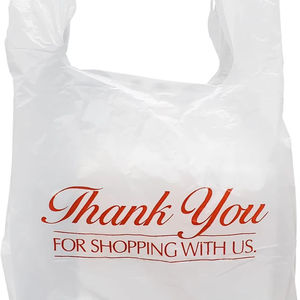 Sacs en plastique pour T-shirt de qualité supérieure Poignées en HDPE recyclables Taille/couleur/logo personnalisable pour l'épicerie - Product Image 1