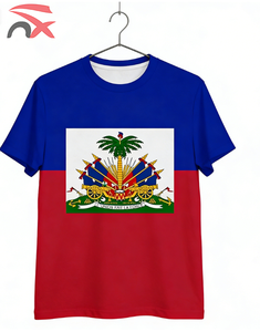定制徽标促销体育赛事球迷队服海地国旗T恤男女款 - Product Image 2
