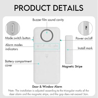 Alarma Antirrobo Inalámbrica para Puertas y Ventanas de Casa, Sensor de Alarma de 130dB para Ventanas y Puertas