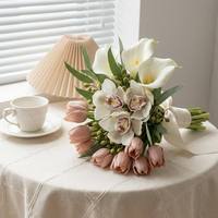 Mini tulipes artificielles à toucher réel, tige unique, pour décoration de mariage, remplissage de vase de table, vente en gros de mini tulipes