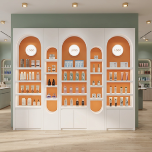Nuevo Mueble de Diseño Curvo para Salón de Belleza, Mueble Expositor de Cosméticos Lacado de Lujo, Mueble para Transmisión en Vivo - Product Image 1