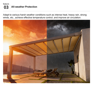 Pergola en aluminium pour patio avec toit rétractable et rideaux latéraux, commande à distance, design autoportant pour <span class=keywords><strong>piscine</strong></span> et jardin - Product Image 6