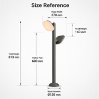 Lampadaire architectural LED à double tête 20W IP65 étanche en aluminium pour aménagement extérieur, cour, complexe hôtelier, allée