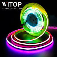 Bande LED RGBIC COB 12V 10mm, Lumière Couleurs Rêves Adressable avec Télécommande, Effet de Chasing Synchronisé à la Musique pour Décoration de Fête à Domicile et Rétroéclairage TV