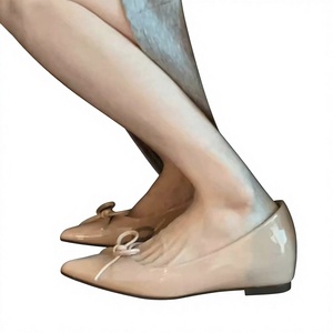 Chaussures plates à talon dissimulé et bout pointu avec nœud papillon, couleur unie, style nude, pour femme, nouvelle collection printemps/automne 2025, modèle Wanwan délicat à bouche peu profonde - Product Image 1