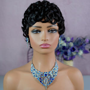 Perruques <span class=keywords><strong>Coupe</strong></span> <span class=keywords><strong>Courte</strong></span> Afro Crépus Bouclé Perruque 100% <span class=keywords><strong>Cheveux</strong></span> Humains Bouclés Brésiliens <span class=keywords><strong>Pour</strong></span> Femmes Noires Full Machine Perruques Courtes <span class=keywords><strong>Coupe</strong></span> Pixie - Product Image 3