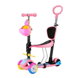 Lan Jingjing Kids <b>Scooter</b> 3 Wheel Adjustable Height With Seat For <b>2</b>-4 <b>Years</b> <b>Old</b> Children Blue Green Pink - Product Image 3