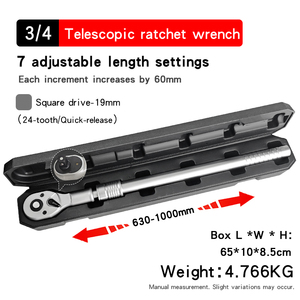 Clé à cliquet télescopique extra longue <span class=keywords><strong>de</strong></span> 3/4 po, 630-1000 mm, poignée réglable à 7 positions pour l'entretien industriel <span class=keywords><strong>de</strong></span> grandes machines - Product Image 4
