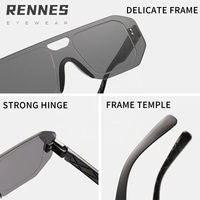 Modèles chauds vente en gros unisexe une pièce pilotes lunettes de soleil rectangulaires lentilles UV400 pour les vacances d'été tenue décontracté