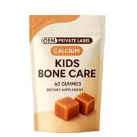 Gummies de calcium pour enfants sous marque privée OEM, complément alimentaire pour la santé des os et des dents des enfants, 60 unités, pack personnalisé disponible