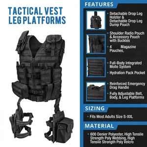 Chaleco Táctico Negro Resistente al Agua ARTEX OEM ODM con Equipo y Bolsa para Piernas, Chaleco Molle para Entrenamiento y Caza al Aire Libre - Product Image 3