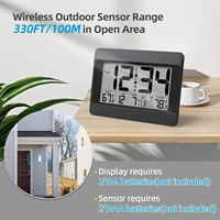Modernes Design Elektronische RC-Tisch-Digitaluhr mit Radio, Hochpräziser Temperatur- und Feuchtigkeitsanzeige, Hintergrundbeleuchtung, Batteriebetrieben