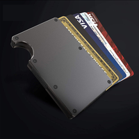 Porte-monnaie minimaliste en acier inoxydable et aluminium, anti-RFID, pour hommes et femmes, fin et élégant, usiné CNC, vente en gros d'usine