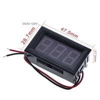 Voltmeter Digital dua kawat, kepala Voltmeter Digital LED 120 inci DC 5 v-0.56 V