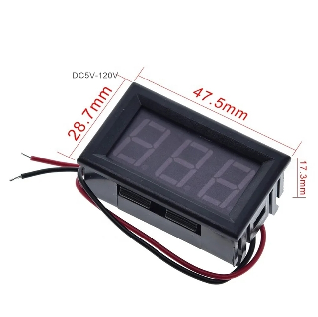DC 5V-120V Digital Display Voltmeter Two Wire Digital Voltmeter Head 0.56 Inch LED Digital