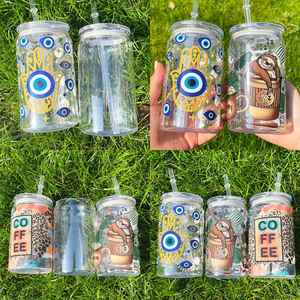Custom LogoBulk 16Oz Soda Recyclable Acrylic Can Beer Glass Unbreakable Tumbler With Plastic Lid for Uv Dtf <b>Wraps</b> - Product Image 1