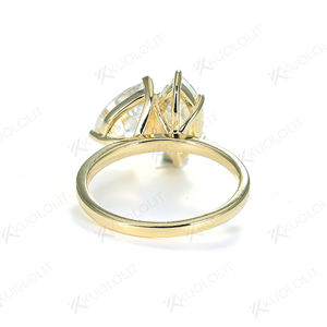 Bagues en Moissanite Taille Marquise et Taille Poire 4CTW pour Femme, en Or Jaune Massif 18K 14K 10K, D/VVS1, pour Fiançailles et Mariage - Product Image 3