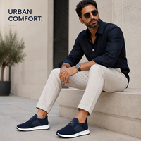 2026 Baskets Slip On Homme Personnalisées Flyknit PU Splicing Col Élastique Respirantes Légères Décontractées