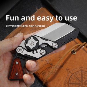 Cuchillo Wolf Warrior de Acero Inoxidable con Hoja de Punta Caída y Perilla para el Pulgar, Cuchillo Plegable de Bolsillo Compacto y Afilado, Herramienta EDC para Exteriores - Product Image 2
