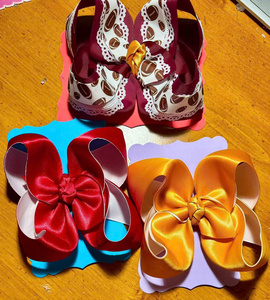 Barrettes à cheveux personnalisées imprimées avec grand nœud pour filles, barrettes à cheveux en dentelle avec strass, accessoires mignons pour enfants - Product Image 5