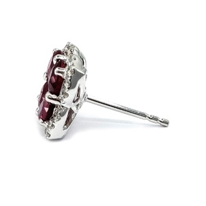 Boucles d'oreilles fiables en or blanc massif 18 carats avec diamants et rubis véritables pour femme, idéales pour fiançailles, mariage ou comme cadeau de fête - Product Image 2