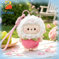 Fabriek Lage MOQ Anime Fruit Design Mini Dieren Schaap Speelgoed Zachte Pluche Schaapjes Op Maat Logo Pluche Sleutelhanger Op Voorraad