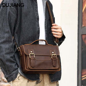 Bolso Bandolera de Cuero Crazy Horse Dujiang, Bolso Mensajero Cuadrado para Hombre, Duradero para Uso Diario, Primavera 2023 - Product Image 2