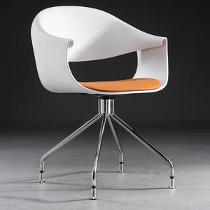 Fauteuil de salle à manger pivotant moderne avec base en métal et roulettes pour salle de réunion ou bureau - Product Image 6