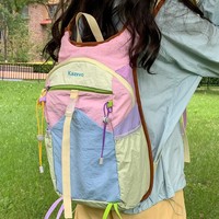Sac à dos personnalisé avec logo, doublure en denim, couleurs contrastées, style coréen, esthétique haut de gamme, unisexe, grande capacité, pour l'extérieur