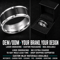 Bague de mariage pour homme en carbure de tungstène bicolore 8,5 mm, motif brique, noir et argent satiné, ajustement confortable, logo personnalisé OEM ODM