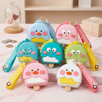 Porte-monnaie mini en silicone avec fermeture éclair, motif canard 3D Kawaii, logo personnalisé, pour clés et écouteurs, cadeau pour enfants, vente en gros